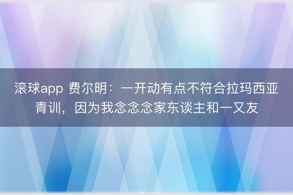 滚球app 费尔明：一开动有点不符合拉玛西亚青训，因为我念念念家东谈主和一又友