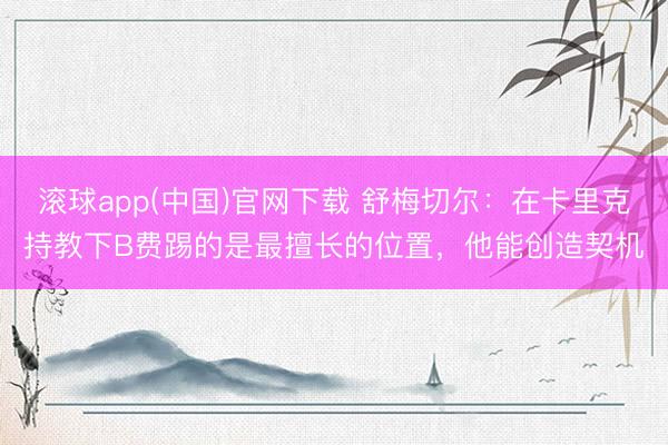 滚球app(中国)官网下载 舒梅切尔：在卡里克持教下B费踢的是最擅长的位置，他能创造契机