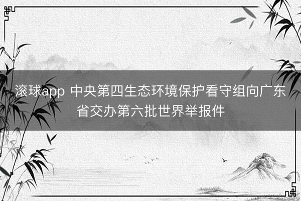 滚球app 中央第四生态环境保护看守组向广东省交办第六批世界举报件