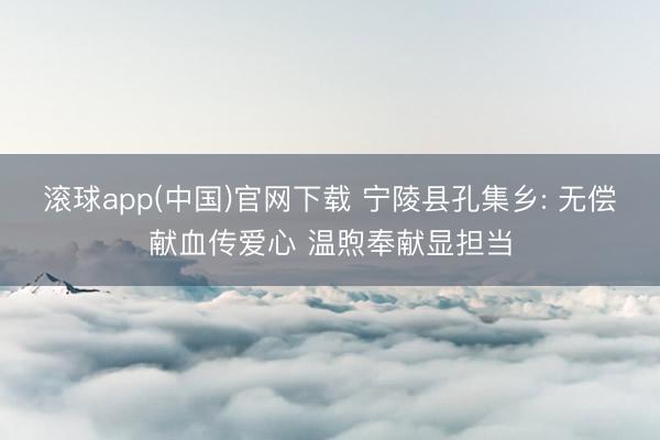 滚球app(中国)官网下载 宁陵县孔集乡: 无偿献血传爱心 温煦奉献显担当