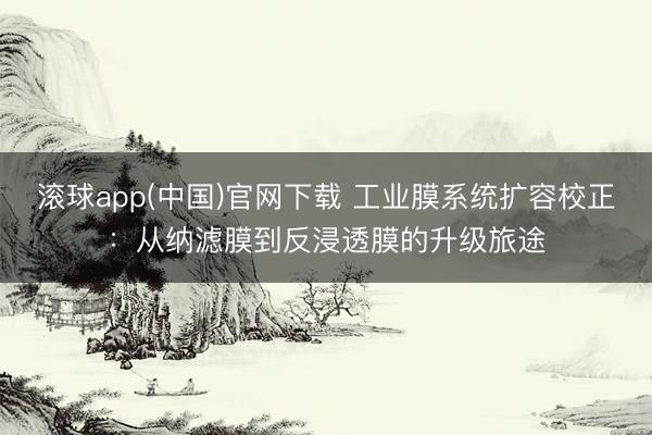 滚球app(中国)官网下载 工业膜系统扩容校正：从纳滤膜到反浸透
