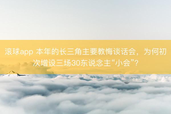 滚球app 本年的长三角主要教悔谈话会，为何初次增设三场30东说念主“小会”？