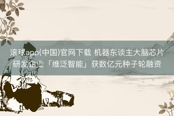 滚球app(中国)官网下载 机器东谈主大脑芯片研发企业「维泛智能」获数亿元种子轮融资