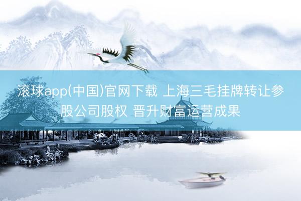 滚球app(中国)官网下载 上海三毛挂牌转让参股公司股权 晋升财富运营成果