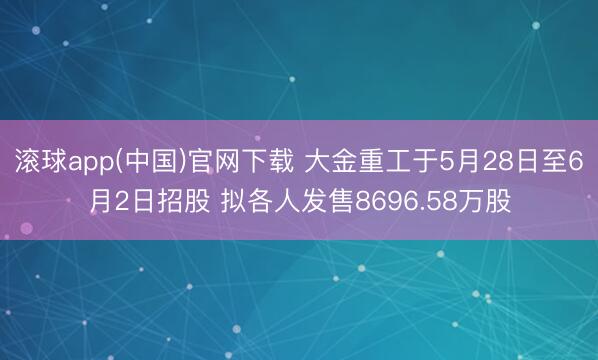 滚球app(中国)官网下载 大金重工于5月28日至6月2日招股 拟各人发售8696.58万股