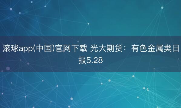 滚球app(中国)官网下载 光大期货：有色金属类日报5.28