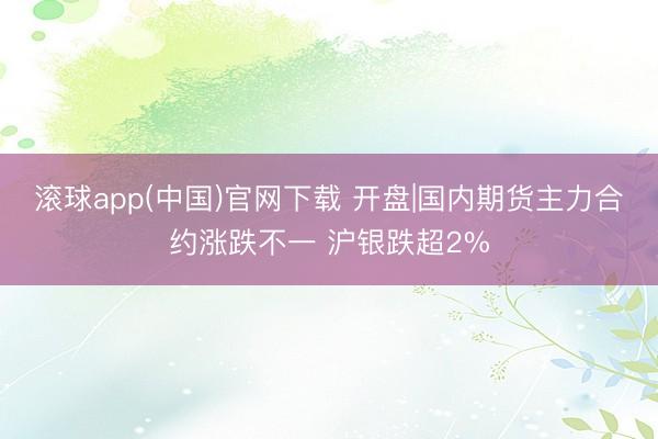 滚球app(中国)官网下载 开盘|国内期货主力合约涨跌不一 沪银跌超2%