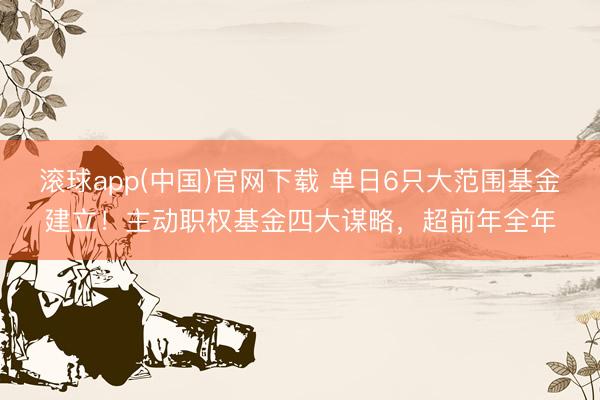 滚球app(中国)官网下载 单日6只大范围基金建立！主动职权基金四大谋略，超前年全年