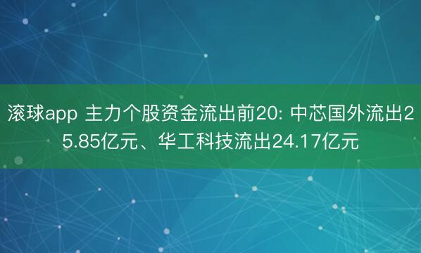 滚球app 主力个股资金流出前20: 中芯国外流出25.85亿元、华工科技流出24.17亿元