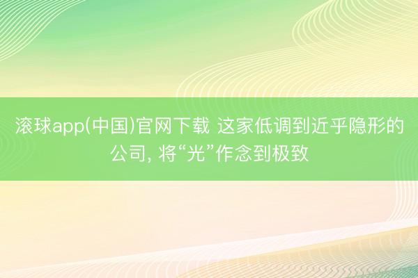 滚球app(中国)官网下载 这家低调到近乎隐形的公司， 将“光”作念到极致