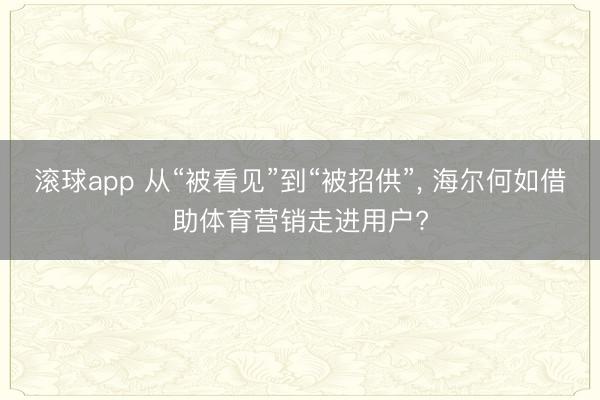 滚球app 从“被看见”到“被招供”， 海尔何如借助体育营销走进用户?