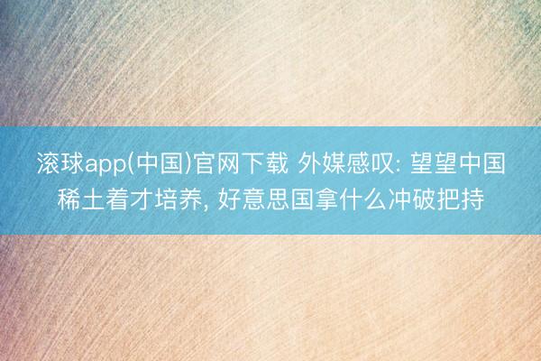 滚球app(中国)官网下载 外媒感叹: 望望中国稀土着才培养， 好意思国拿什么冲破把持