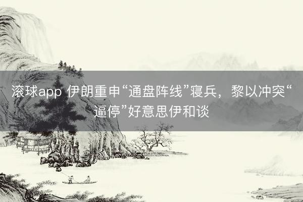滚球app 伊朗重申“通盘阵线”寝兵，黎以冲突“逼停”好意思伊和谈