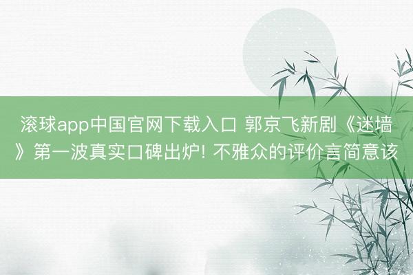 滚球app中国官网下载入口 郭京飞新剧《迷墙》第一波真实口碑出炉! 不雅众的评价言简意该