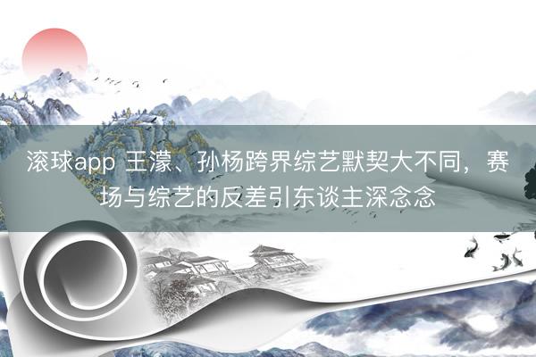滚球app 王濛、孙杨跨界综艺默契大不同，赛场与综艺的反差引东谈主深念念