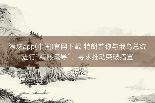 滚球app(中国)官网下载 特朗普称与俄乌总统进行“精熟疏导”，寻求推动突破措置