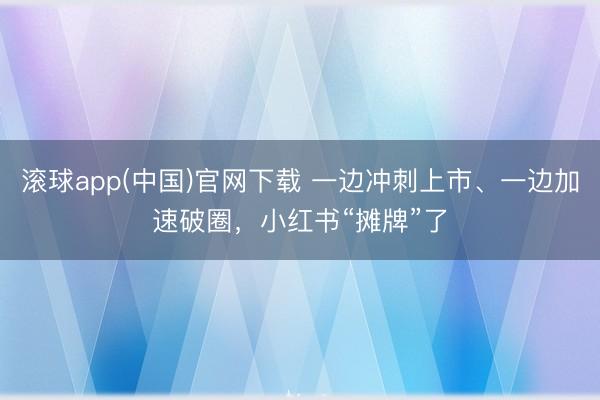 滚球app(中国)官网下载 一边冲刺上市、一边加速破圈,小红书“摊牌”了