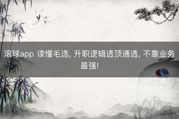 滚球app 读懂毛选， 升职逻辑透顶通透， 不靠业务最强!